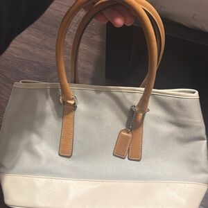 Coach White and Tan Tote Bag